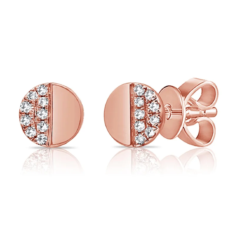 unique diamond eternity band Circular Half Diamond Studs in 14K Gold