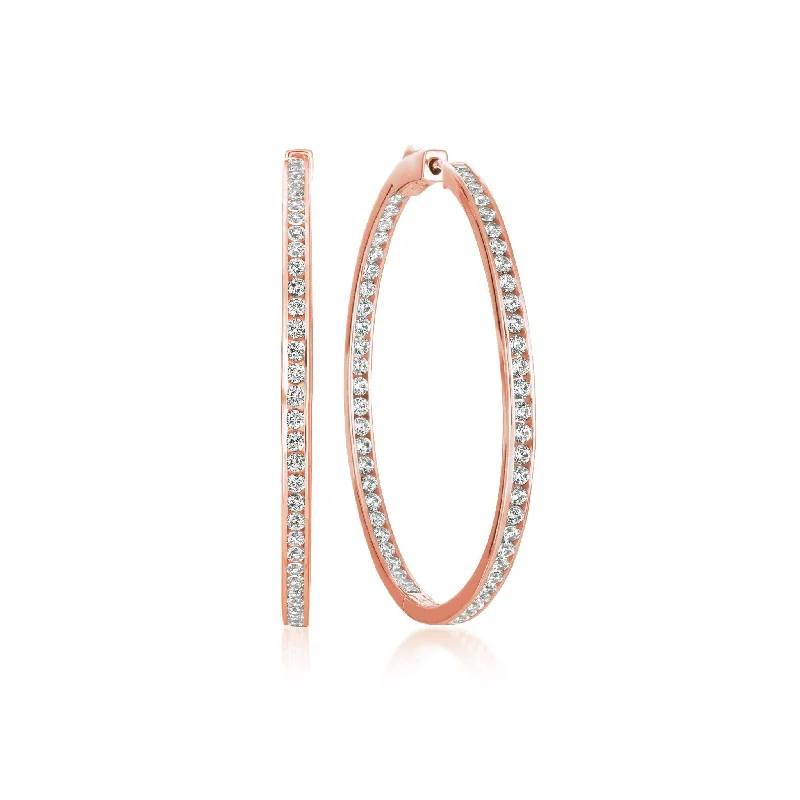 vintage rose gold engagement ring Classic Inside Out Hoop Earrings Finished in 18kt Rose Gold - 1.3" diameter