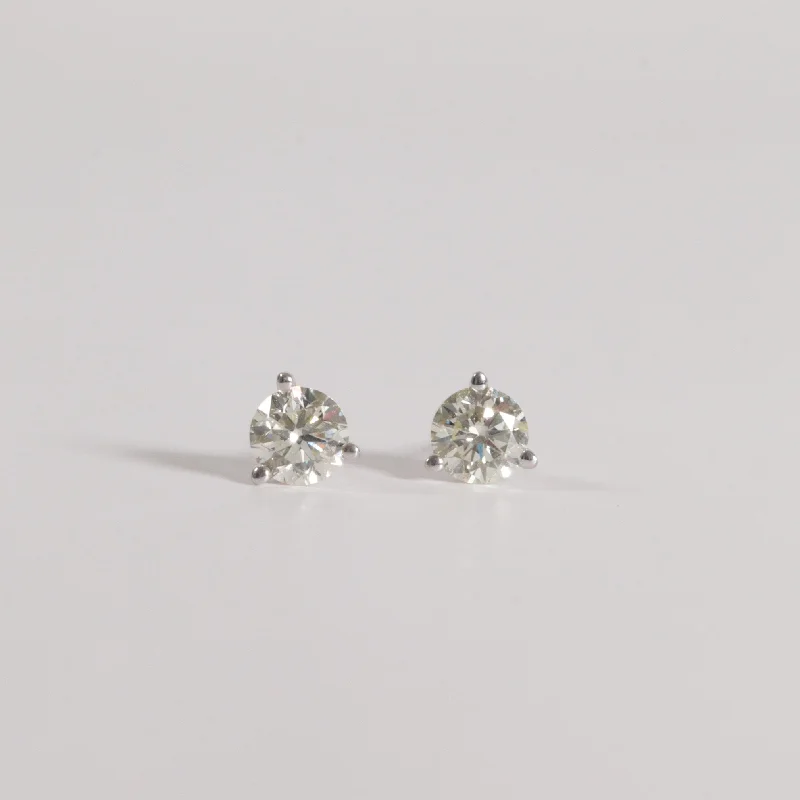 simple snake chain necklace Classic Natural Diamond Studs - 3 Prong