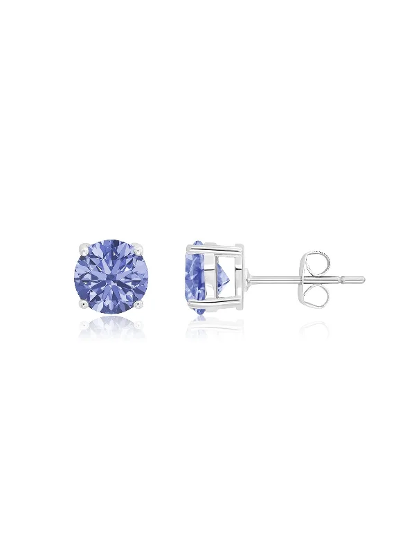 dainty feather charm necklace December Birthstone Stud Earrings in Platinum Finish