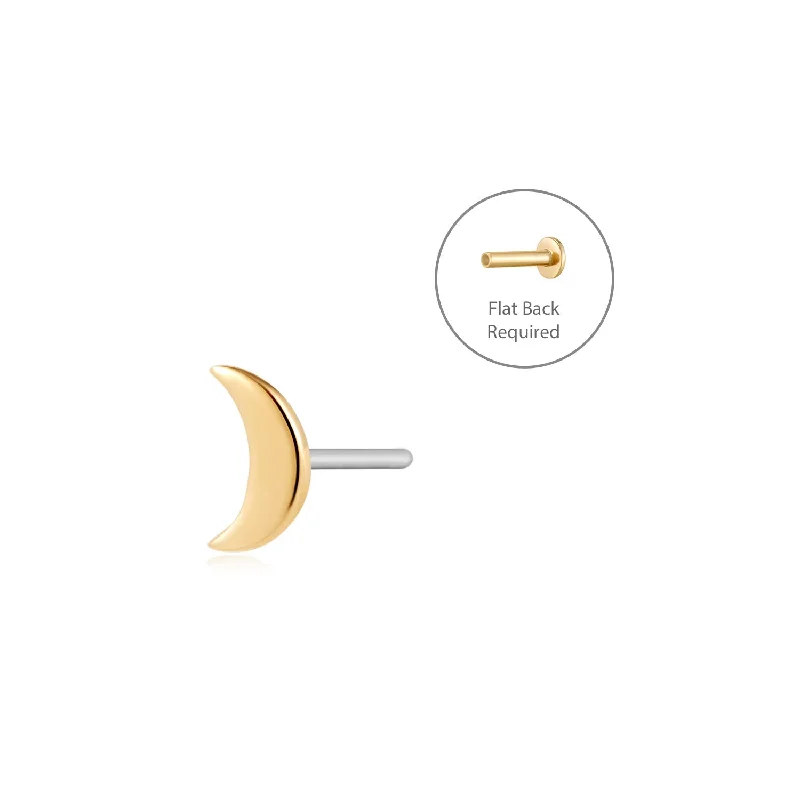 gold choker necklace simple CRESCENT - Flat Back Earring