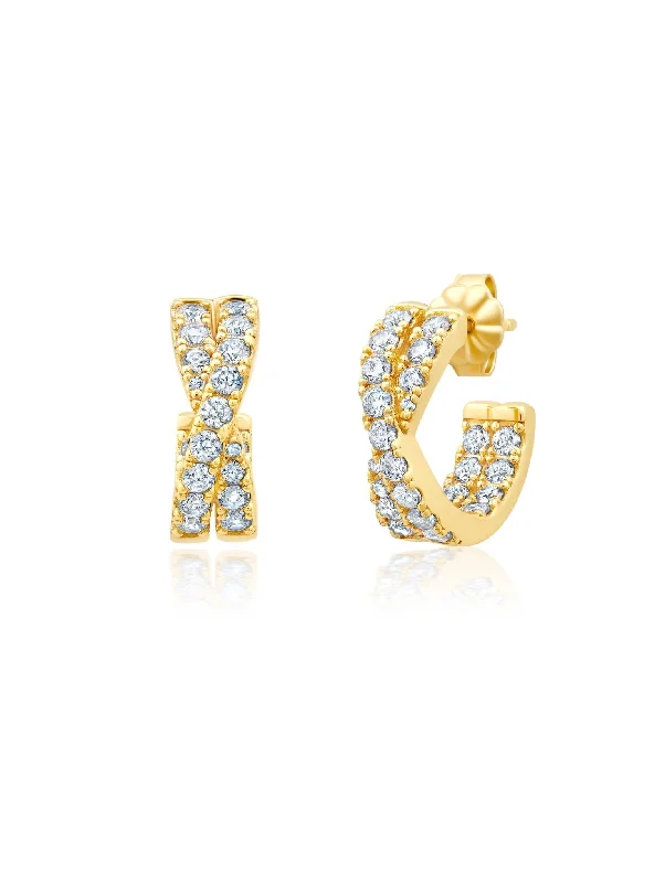 statement silver feather earrings Grace Hoop Earrings in Gold