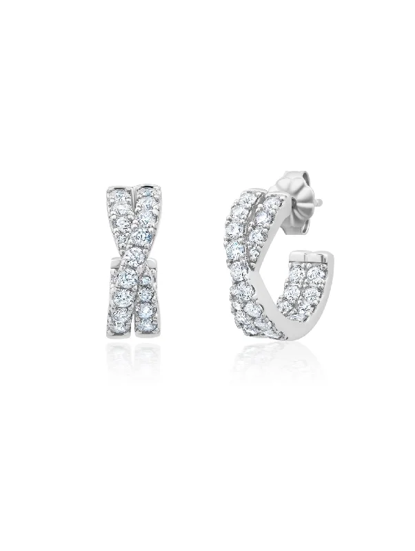 bohemian gemstone choker Grace Hoop Earrings in Platinum