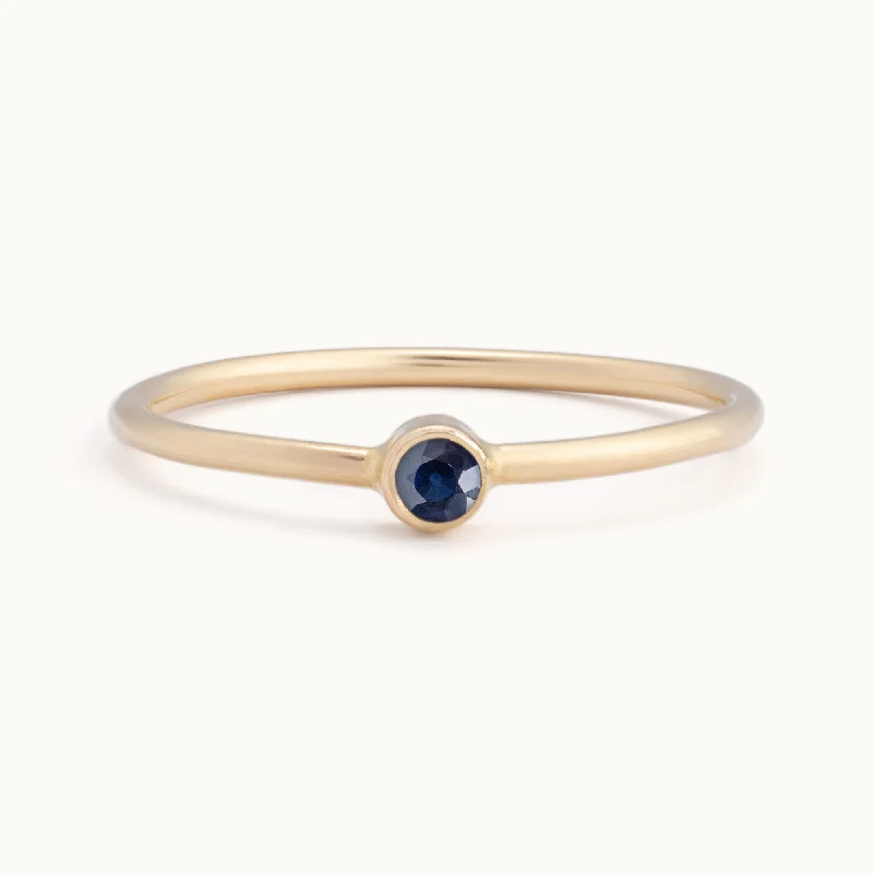 Custom Blue Sapphire Birthstone Stacking Ring | 10K Yellow Gold