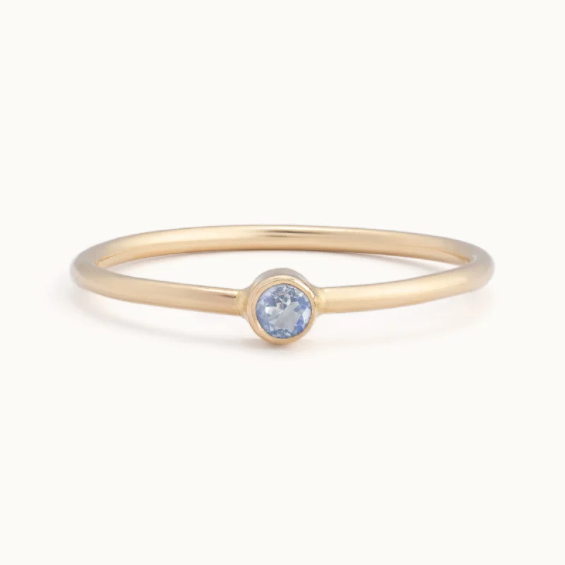 Custom Moonstone Birthstone Stacking Ring | 10K Yellow Gold