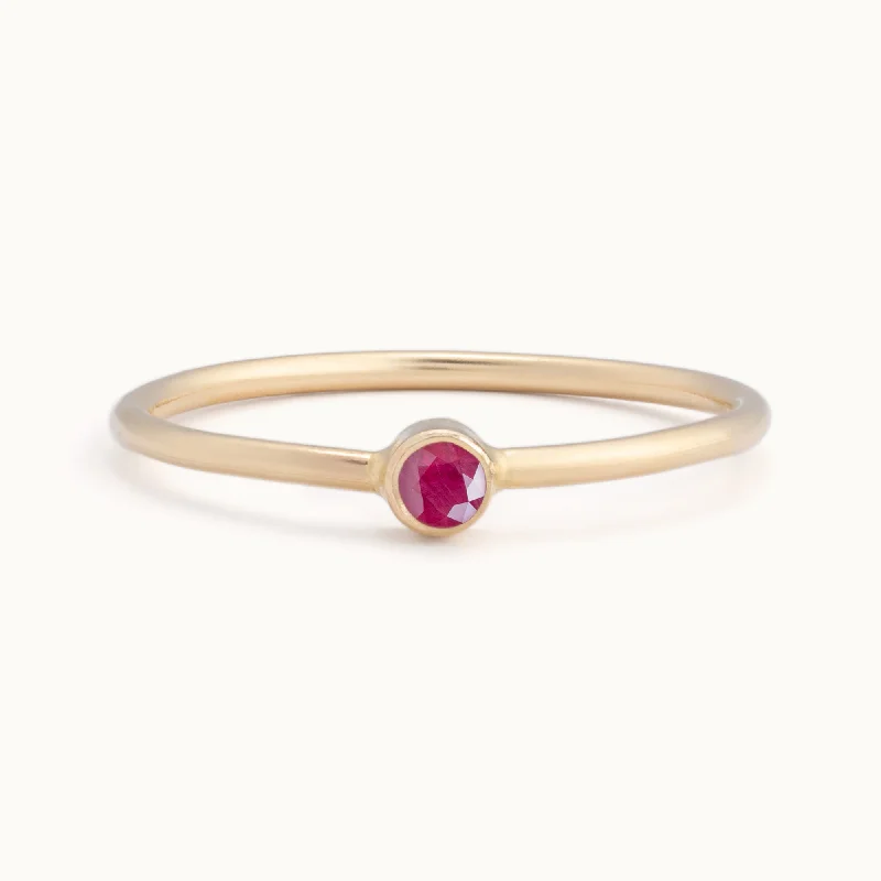 Custom Ruby Birthstone Stacking Ring | 10K Yellow Gold