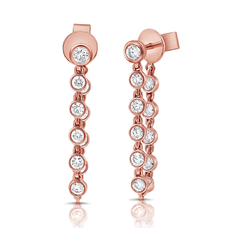 personalized hand-stamped bar ring DIAMOND BEZEL & CHANNEL SET STUD W/ CHAIN