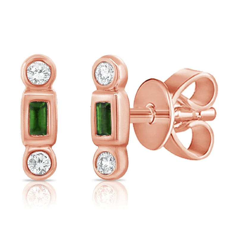 classic pearl strand necklace TRENDY Designer Diamond & Emerald Studs made in 14kt Gold