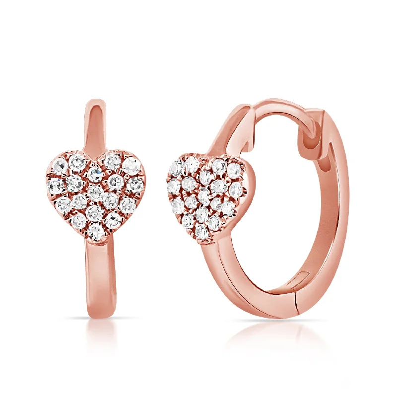 celestial orbit ring set Diamond Heart Huggie Earrings made in 14K Gold