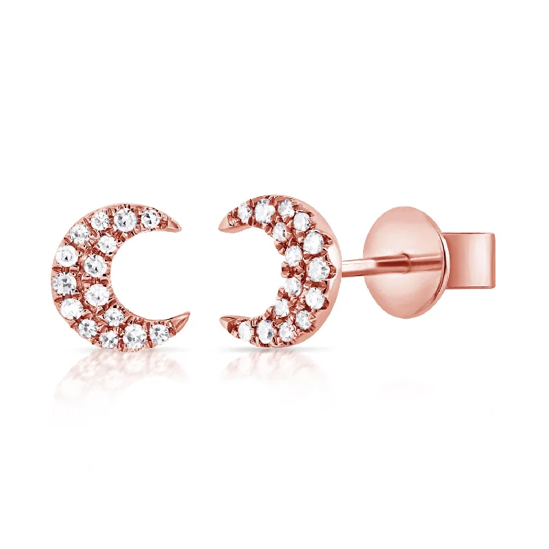 cubic zirconia eternity necklace Diamond Moon Stud Earrings made in 14K Gold