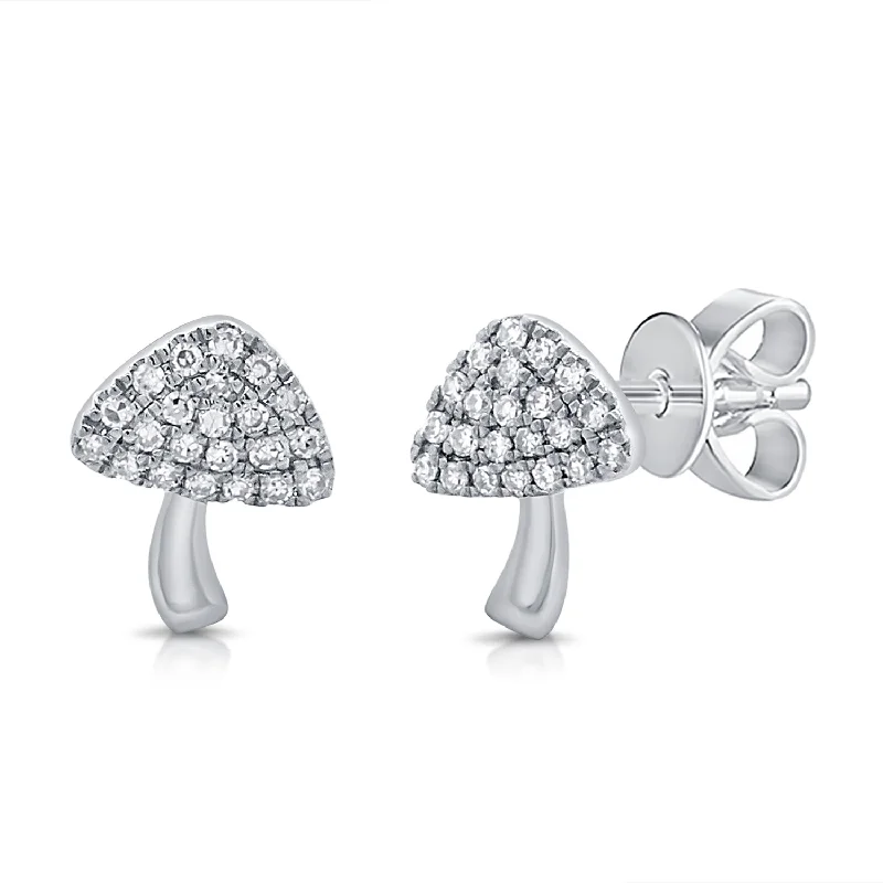 large statement turquoise ring Diamond Mushroom Studs made in 14K Gold