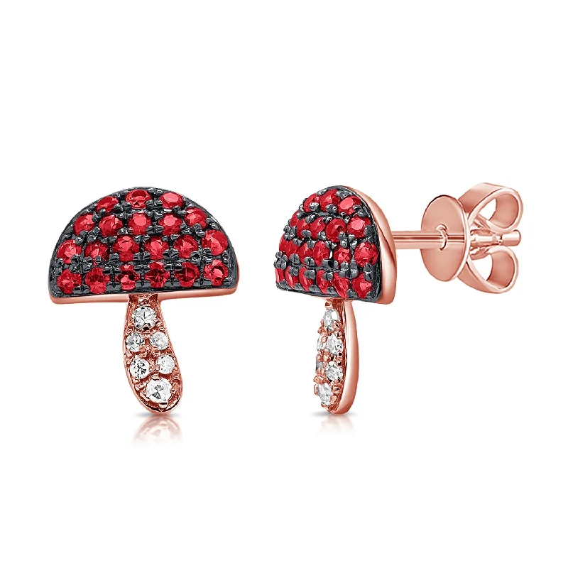 real jade jadeite bangle Diamond & Ruby Mushroom Studs