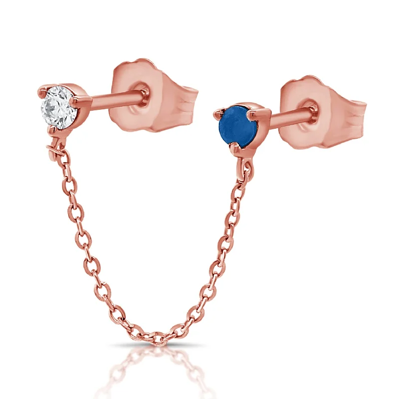 gemstone stacking rings colorful Diamond and Sapphire Single Chain Earring made in 14Kt Gold gemstone stacking rings colorful Diamond and Sapphire Single Chain Earring made in 14Kt Gold