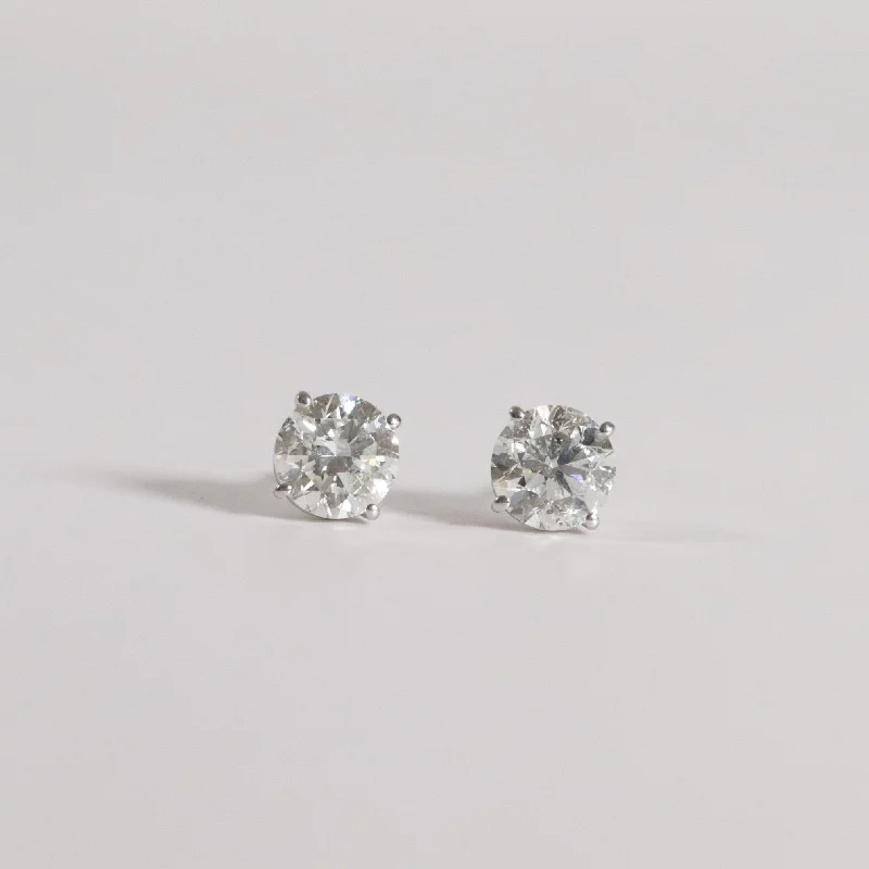 hammered gold signet ring Classic Natural Diamond Studs - 4 Prong