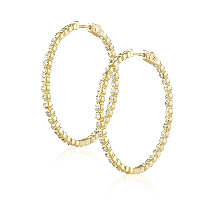 thin gold wedding band women Eliza Bezel Hoop