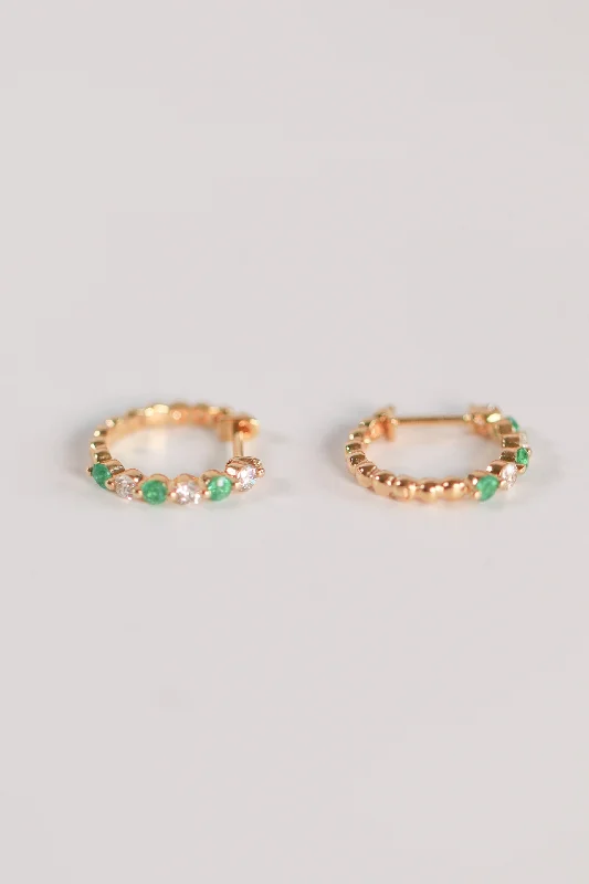 vintage floral engagement ring Emerald Huggie Hoops