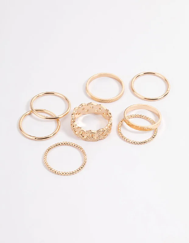 dainty gold chain ring Gold Classic Braid Ring 8-Pack