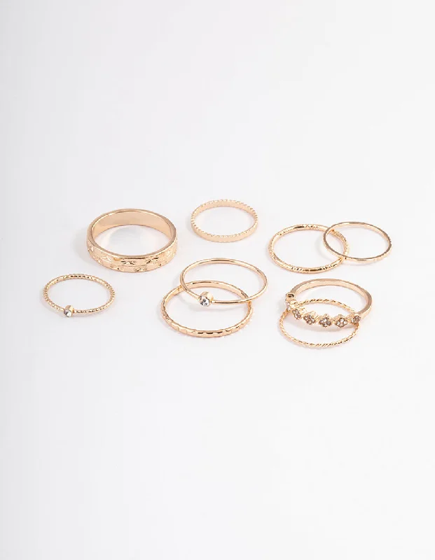 gold charm bracelet with initials Gold Dainty Clover Ring Pack