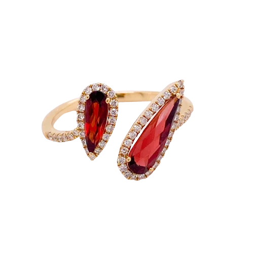 black diamond stud earrings Garnet & Diamonds Halo Bypass Ring