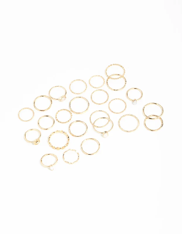 butterfly charm bracelet delicate Gold Textured Synthetic Opal Ring 24-Pack
