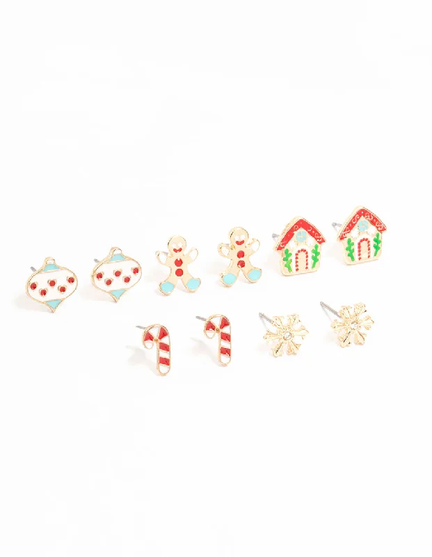 zodiac constellation bracelet silver Gingerbread House & Candy Cane Stud Earrings 5-Pack