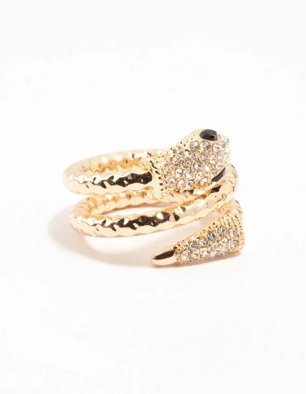 men’s braided leather bracelet Gold Bling Snake Wrapped Ring