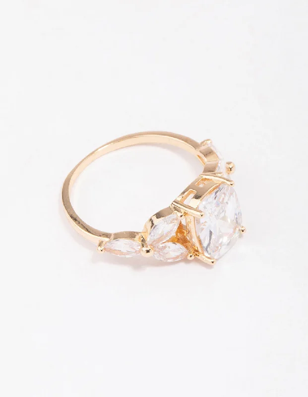 dainty silver hamsa bracelet Gold Elegant Floral Cubic Zirconia Ring