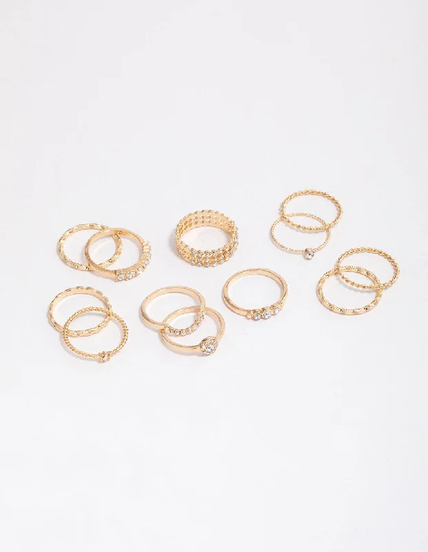 silver moon phase pendant Gold Glamorous Rope Ring Pack