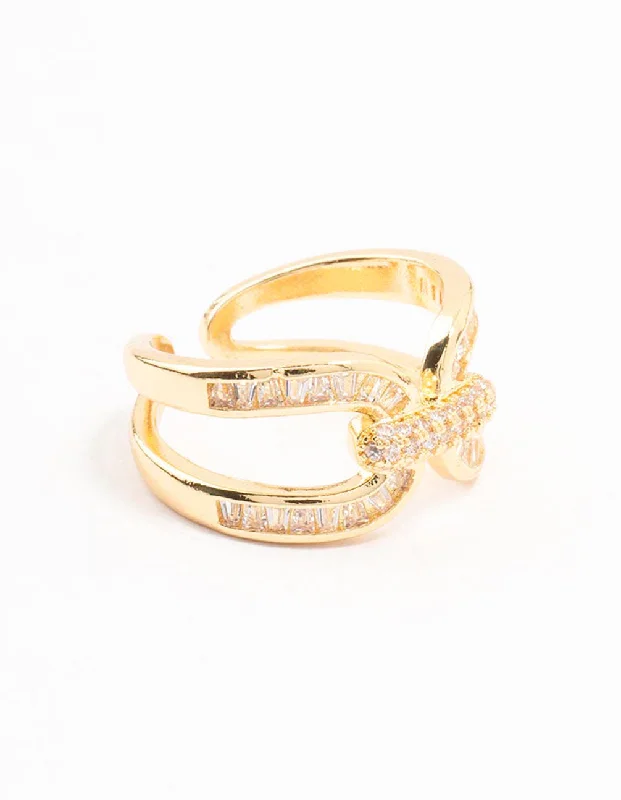 sleek black titanium ring Gold Plated Bag Link Ring
