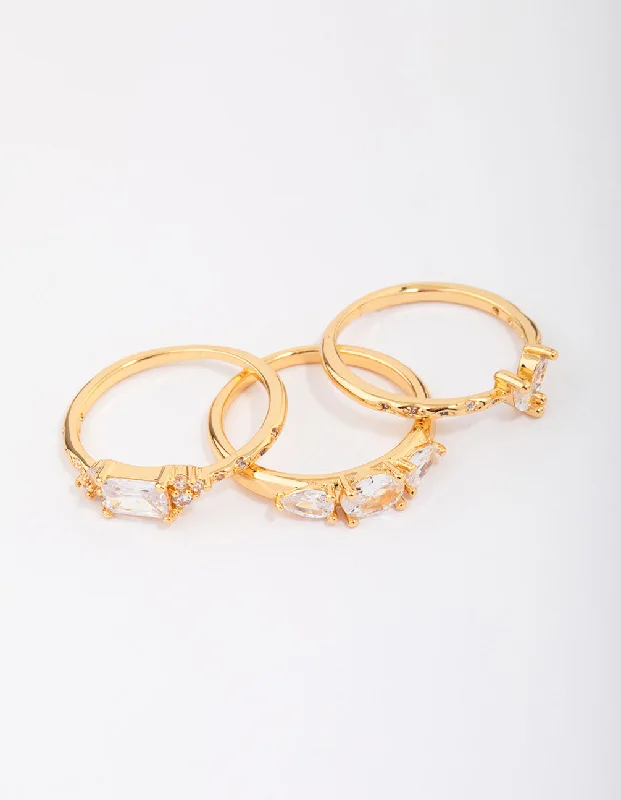 celestial star cluster earrings Gold Plated Butterfly Stacking Ring 3-Pack