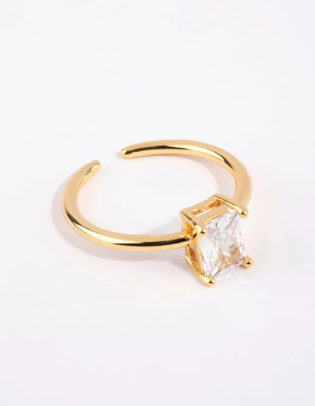 men’s silver wedding band Gold Emerald Cut Cubic Zirconia Ring