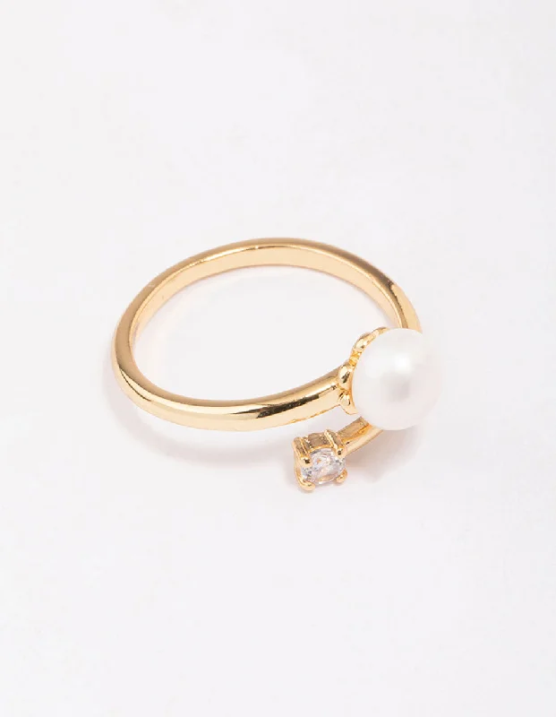 hexagon-shaped engagement ring unique Gold Plated Dainty Cubic Zirconia Wrap Ring