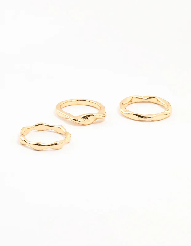 men’s engraved stainless steel bracelet Gold Plated Irregular Stacking Rings 3-Pack men’s engraved stainless steel bracelet Gold Plated Irregular Stacking Rings 3-Pack