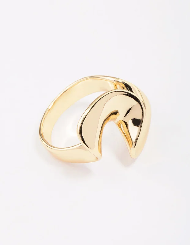 modern geometric drop earrings Gold Plated Metal Twisted Ring