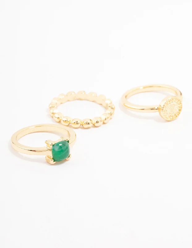 gold bar earrings minimalist Gold Plated Textured Coin Stacking Ring Pack