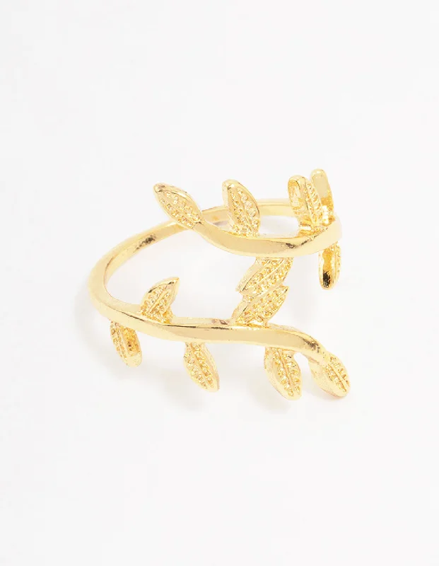 leather cuff bracelet men Gold Plated Vine Wrap Ring