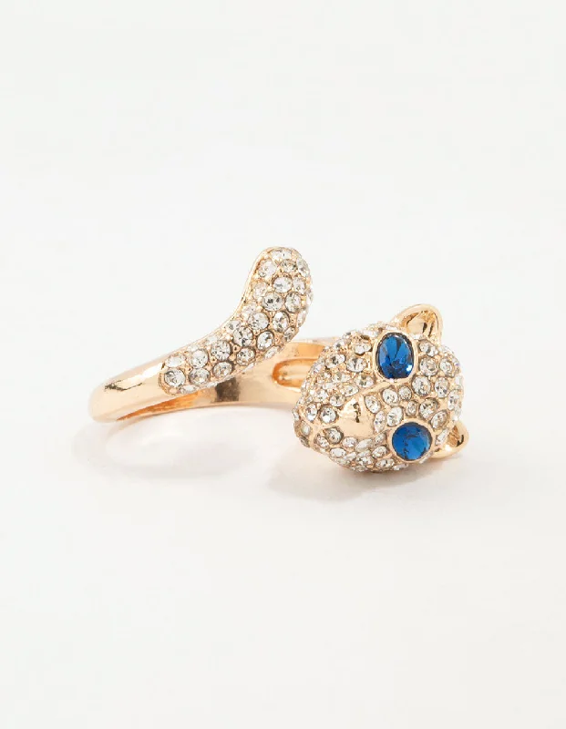 art deco diamond bracelet Gold Wrapped Panther Ring