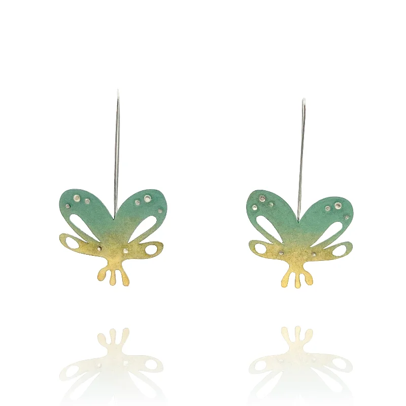 Green and Yellow Butterfly Earrings