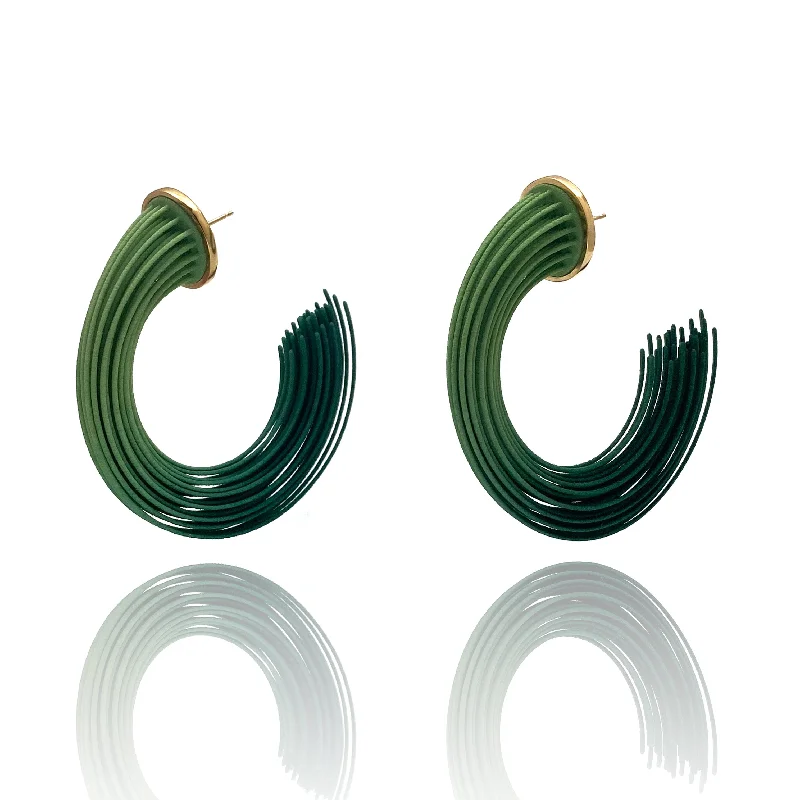 raw crystal cuff bracelet Green Gradient and Gold Vermeil Large Hoop Earrings