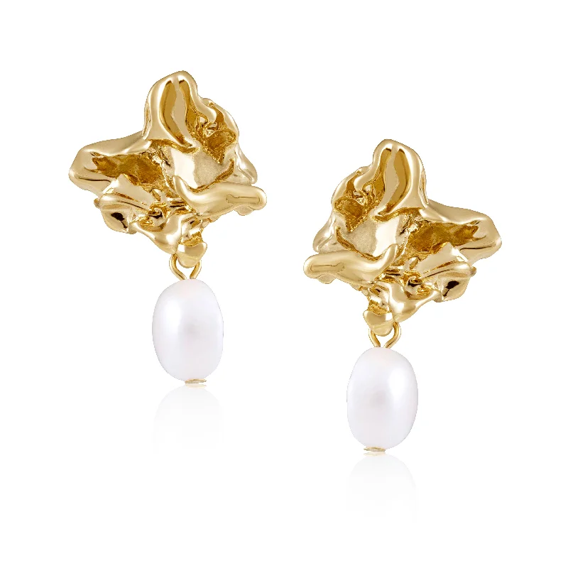 delicate marquise diamond band Greta Pearl Earring