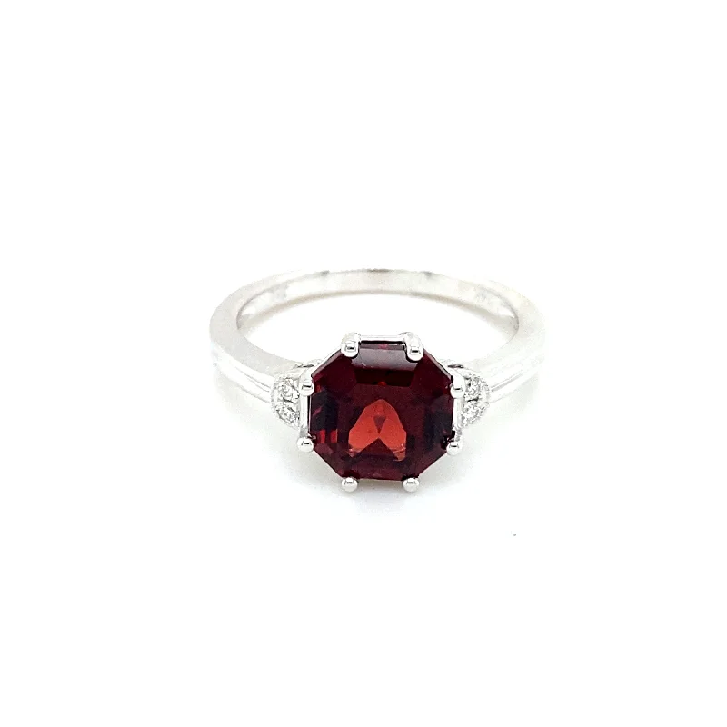 delicate chain necklace gold Hexagonal Garnet & Diamonds Ring