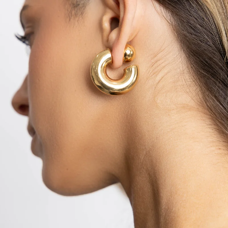 gold and turquoise statement ring Kelly Tube Hoop