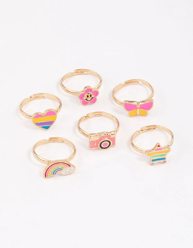 minimalist sapphire drop necklace Kids Rainbow Ring 6-Pack