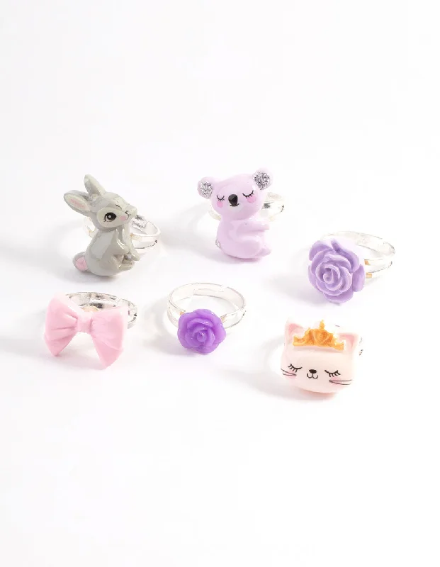aquamarine and diamond wedding ring Kids Silver Koala Cat Mega Ring 6-Pack