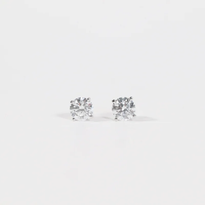 unique silver branch ring Lab Grown Diamond Studs - 4 Prong