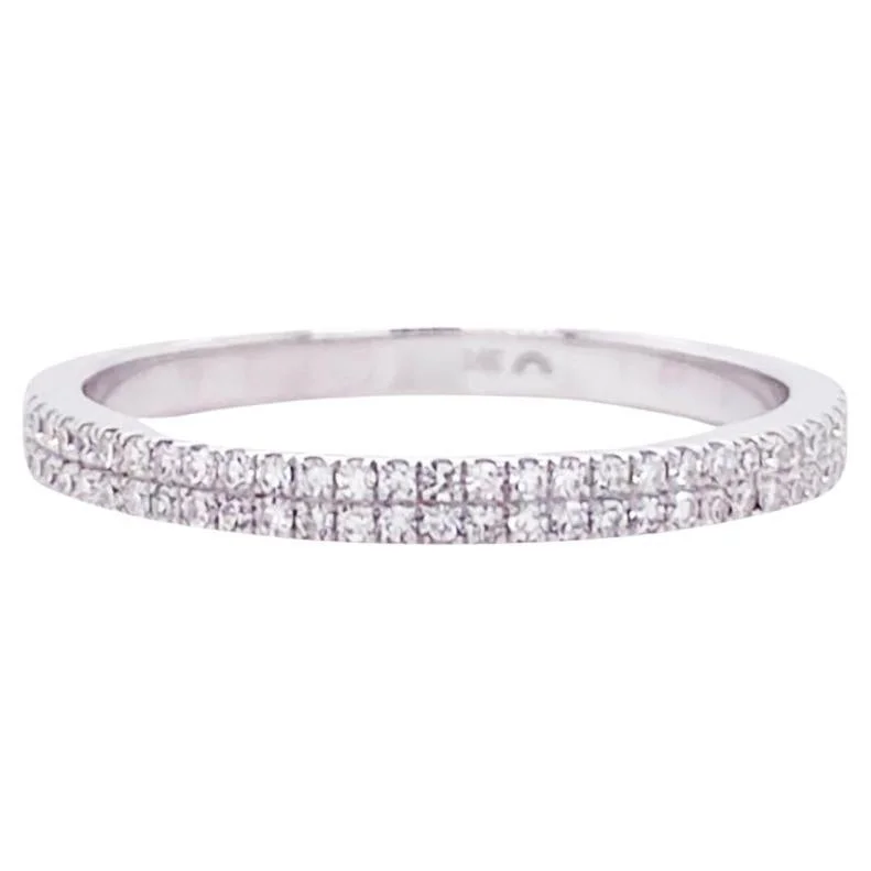 gothic bat ring sterling silver 14k White Gold Two Layered Diamond Stackable Ring
