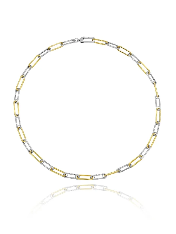 gold heart-shaped pendant necklace Two Tone Link Pave 18" Necklace Finished in Pure Platinum and 18kt Yellow Gold gold heart-shaped pendant necklace Two Tone Link Pave 18" Necklace Finished in Pure Platinum and 18kt Yellow Gold