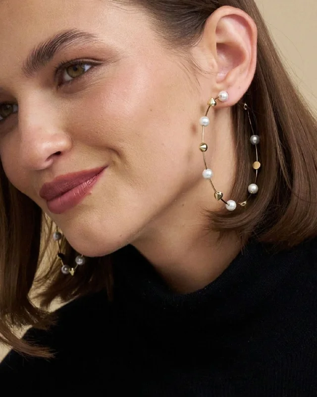 handcrafted filigree ring silver Madison Pearl and Stud Statement Hoops