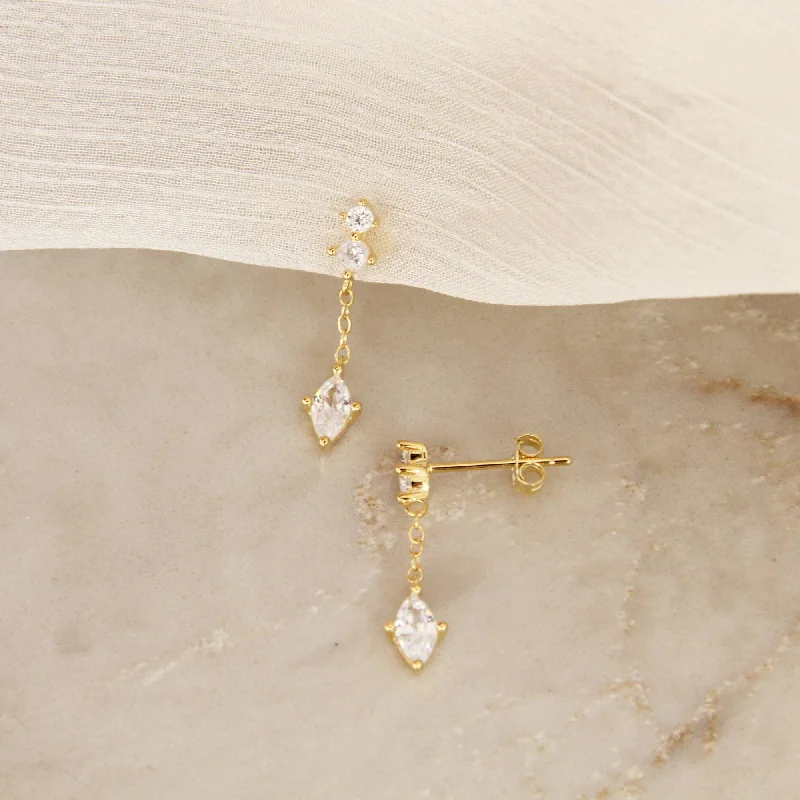 Mae CZ Dangle Drop Gold Filled Earrings