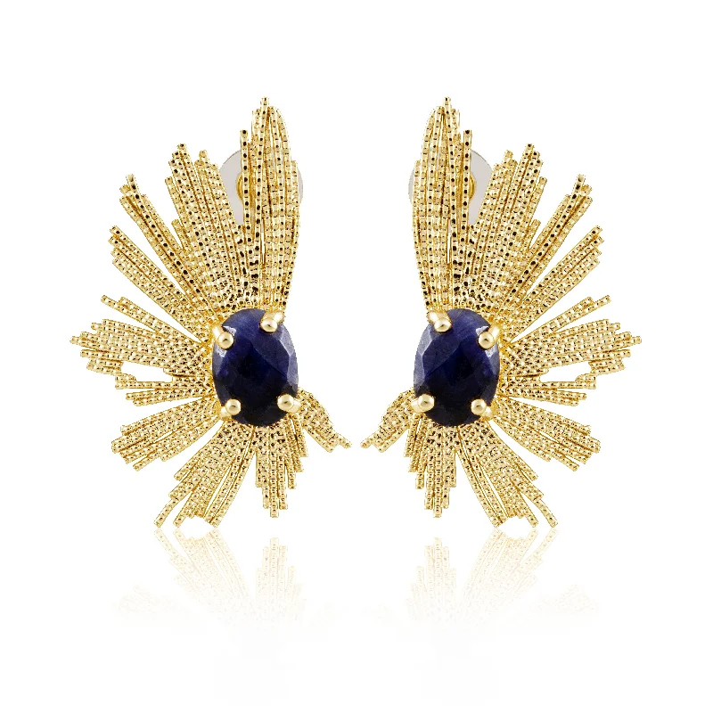 adjustable gemstone choker Marielle Earrings - Sapphire